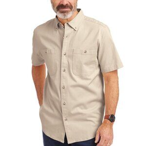 NEW Mens Sz Small Casual or Dress Khaki Cotton Blend Button Up Shirt